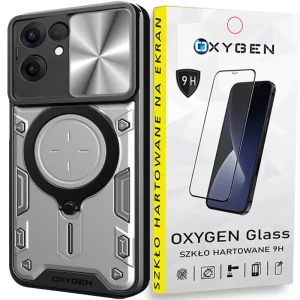 Etui na telefon Oppo Reno13 FS 5G Oxygen RR Srebrne + Szkło Hartowane 9H