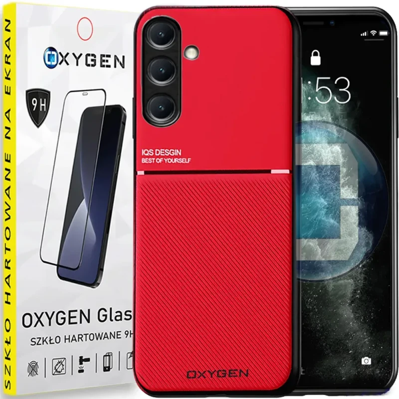 Etui na telefon Samsung Galaxy A36 5G Oxygen IQS Czerwone + Szkło Hartowane 9H.webp