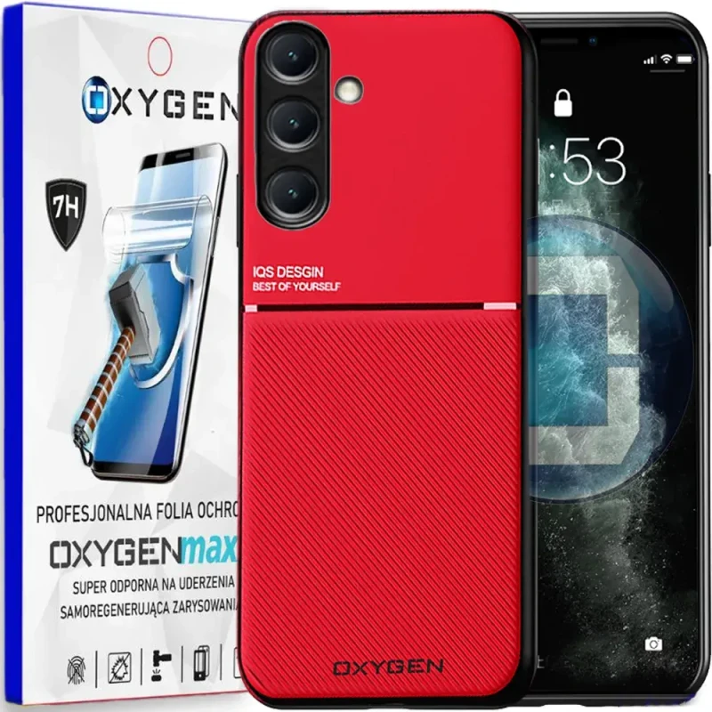 Etui na telefon Samsung Galaxy A36 5G Oxygen IQS Czerwone + Super Folia.webp