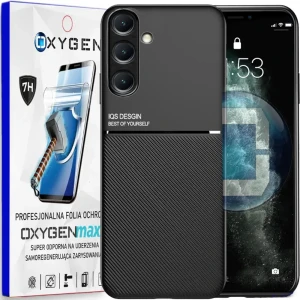 Etui na telefon Samsung Galaxy A56 5G Oxygen IQS Czarne + Super Folia