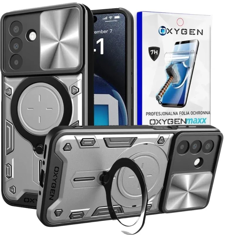 Etui na telefon Samsung Galaxy A56 5G Oxygen RR Srebrne + Super Folia.webp