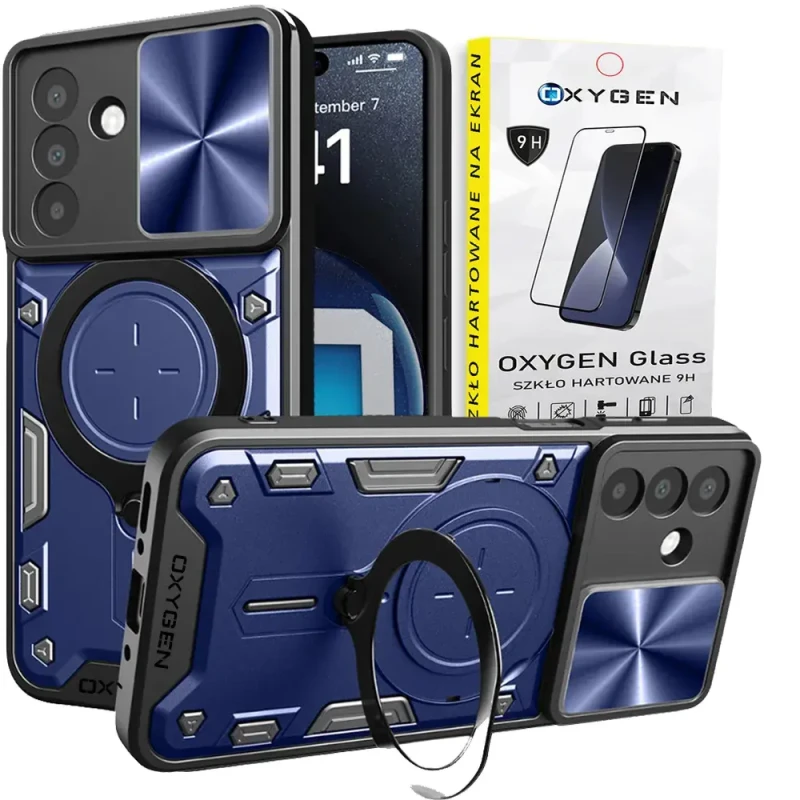Etui na telefon Samsung Galaxy A36 5G Oxygen RR Niebieskie + Szkło Hartowane 9H.webp