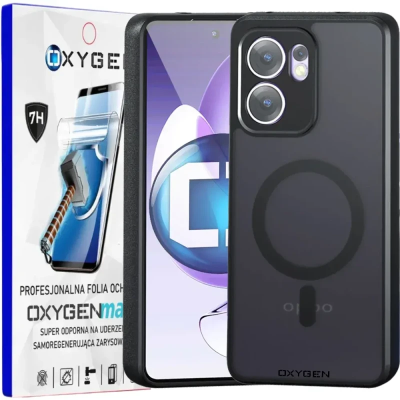 Etui na telefon Oppo Reno13 F 5G Oxygen MAGSafe Czarne + Super Folia.webp