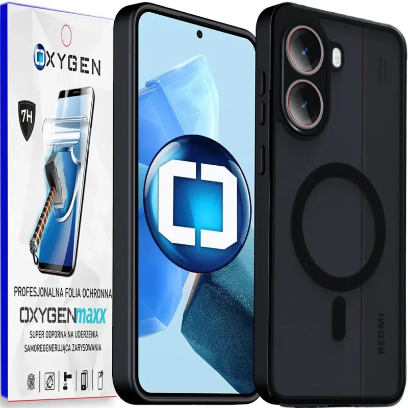 Etui na telefon Xiaomi Poco X7 PRO 5G Oxygen MAGSafe Czarne + Super Folia.webp