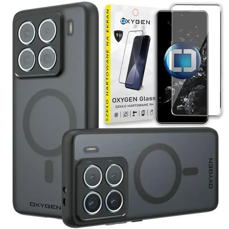 Etui na telefon Xiaomi 15 5G Oxygen MAGSafe Czarne + Szkło Hartowane 9H.webp