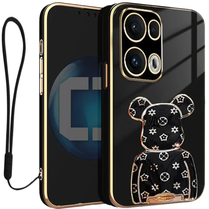 Etui na telefon Oppo Reno13 PRO 5G Oxygen + Uchwyt BeaR Czarne + Smycz.webp