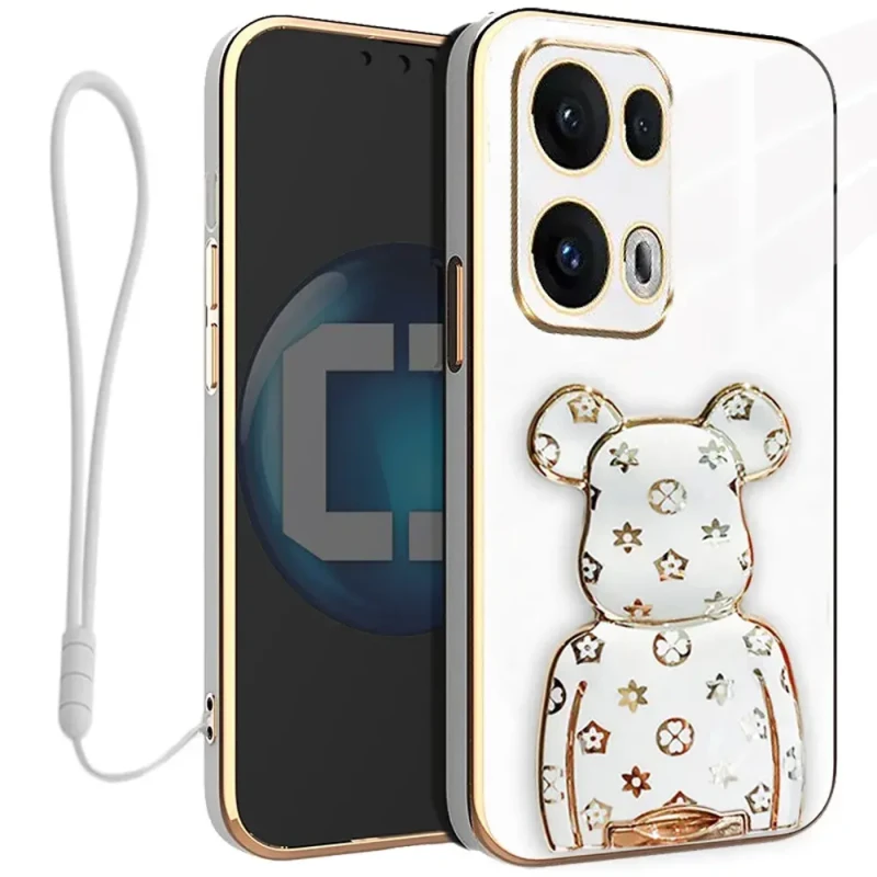 Etui na telefon Oppo Reno13 PRO 5G Oxygen + Uchwyt BeaR Białe + Smycz.webp