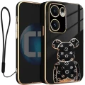 Etui na telefon Oppo Reno13 F 5G Oxygen + Uchwyt BeaR Czarne + Smycz.webp