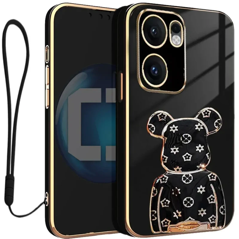 Etui na telefon Oppo Reno13 F 5G Oxygen + Uchwyt BeaR Czarne + Smycz.webp