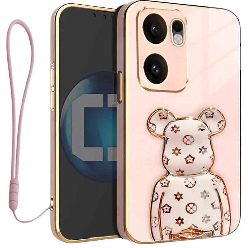 Etui na telefon Oppo Reno13 F 5G Oxygen + Uchwyt BeaR Różowe + Smycz.webp