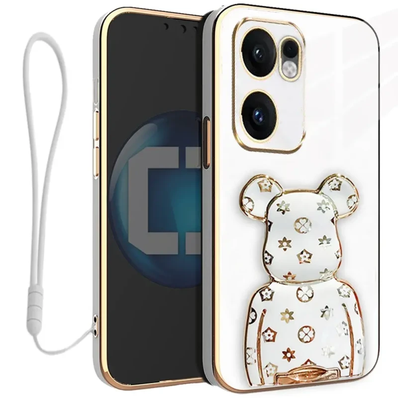 Etui na telefon Oppo Reno13 F 5G Oxygen + Uchwyt BeaR Białe + Smycz.webp