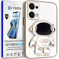 Etui na telefon Oppo Reno13 5G Oxygen + Uchwyt Astro Białe + Super Folia.webp
