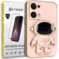 Etui na telefon Oppo Reno13 5G Oxygen + Uchwyt Astro Różowe + Szkło Hartowane 9H.webp
