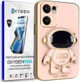 Etui na telefon Oppo Reno13 F 5G Oxygen + Uchwyt Astro Różowe + Super Folia.webp
