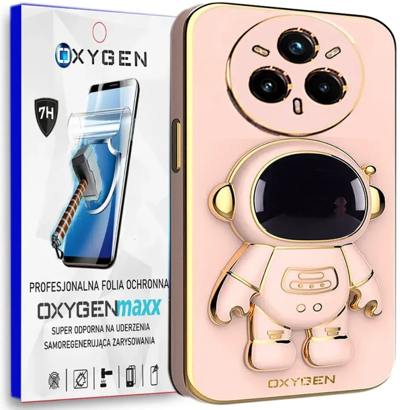 Etui na telefon Realme 14 PRO 5G Oxygen + Uchwyt Astro Różowe + Super Folia.webp