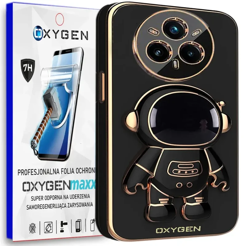 Etui na telefon Realme 14 PRO PLUS 5G Oxygen + Uchwyt Astro Czarne + Super Folia.webp