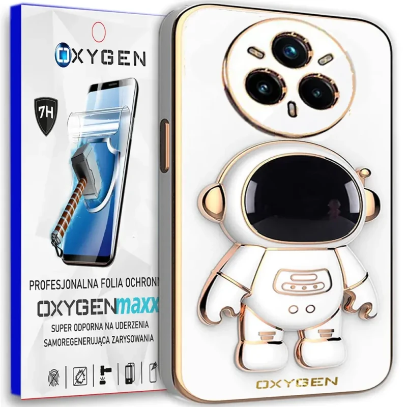 Etui na telefon Realme 14 PRO PLUS 5G Oxygen + Uchwyt Astro Białe + Super Folia.webp