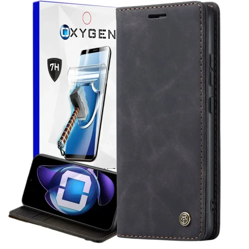 Etui na telefon Oppo Reno13 PRO 5G Oxygen BooK Czarne + Super Folia.webp