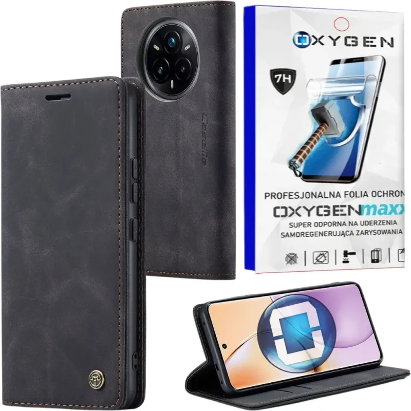 Etui na telefon Realme 14 PRO 5G Oxygen BooK Czarne + Super Folia.webp