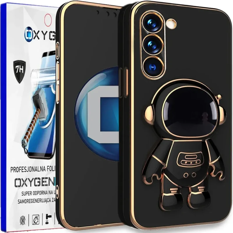 Etui na telefon Samsung Galaxy A26 5G Oxygen + Uchwyt Astro Czarne + Super Folia.webp