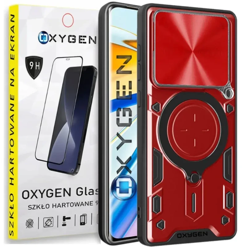Etui na telefon Xiaomi 15 5G Oxygen RR Czerwone + Szkło Hartowane 9H.webp