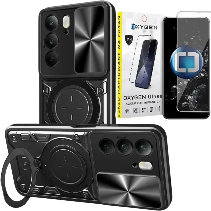 Etui na telefon Realme 14x Oxygen RR Czarne + Szkło Hartowane 9H.webp