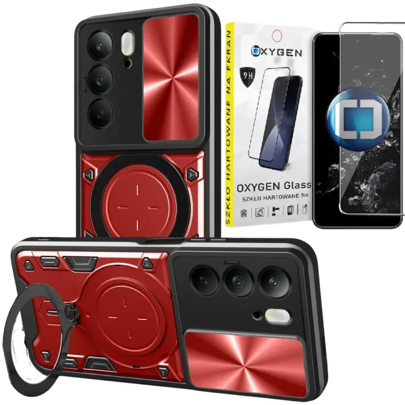 Etui na telefon Realme 14x Oxygen RR Czerwone + Szkło Hartowane 9H.webp