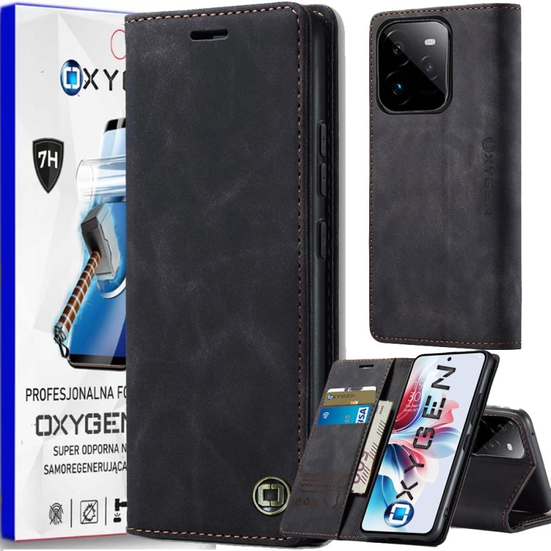 Etui na telefon Realme GT 7 PRO Oxygen Book Czarne + Super Folia.jpg