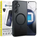 Etui na telefon Samsung Galaxy A36 Oxygen MAGSafe Czarne + Szkło Hartowane 9H.webp