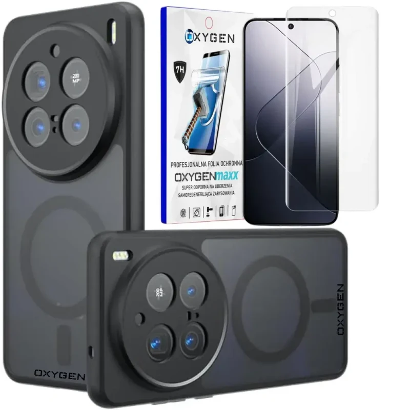 Etui na telefon VIVO X200 PRO Oxygen MAGSafe Czarne + Super Folia.webp