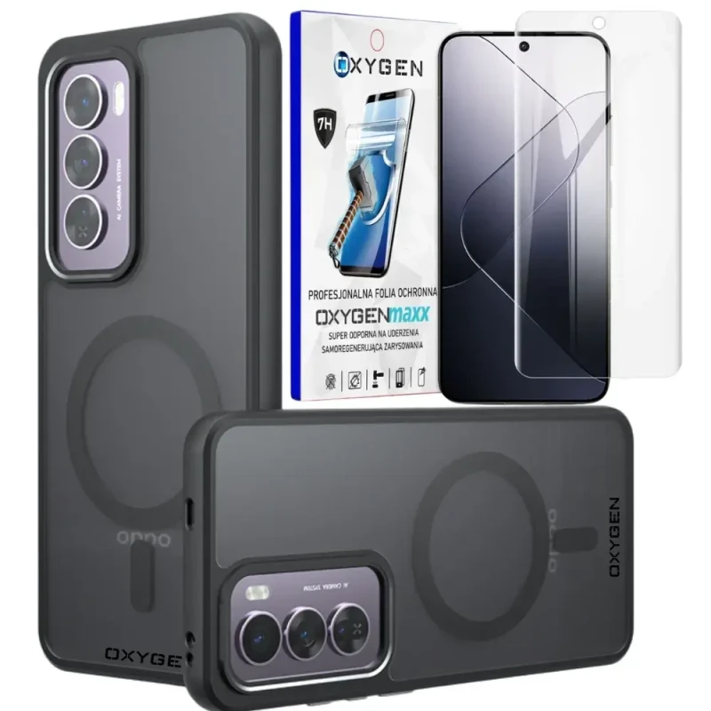 Etui na telefon Realme 14X 5G Oxygen MAGSafe Czarne + Super Folia.webp