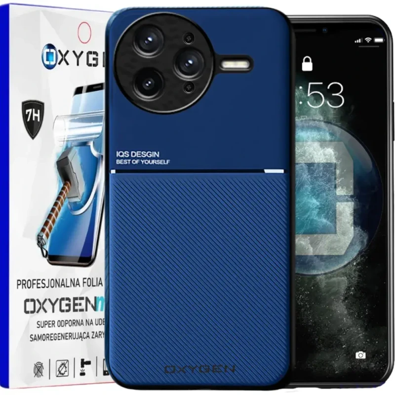 Etui na telefon Xiaomi POCO F7 PRO Oxygen IQS Niebieskie + Super Folia.webp