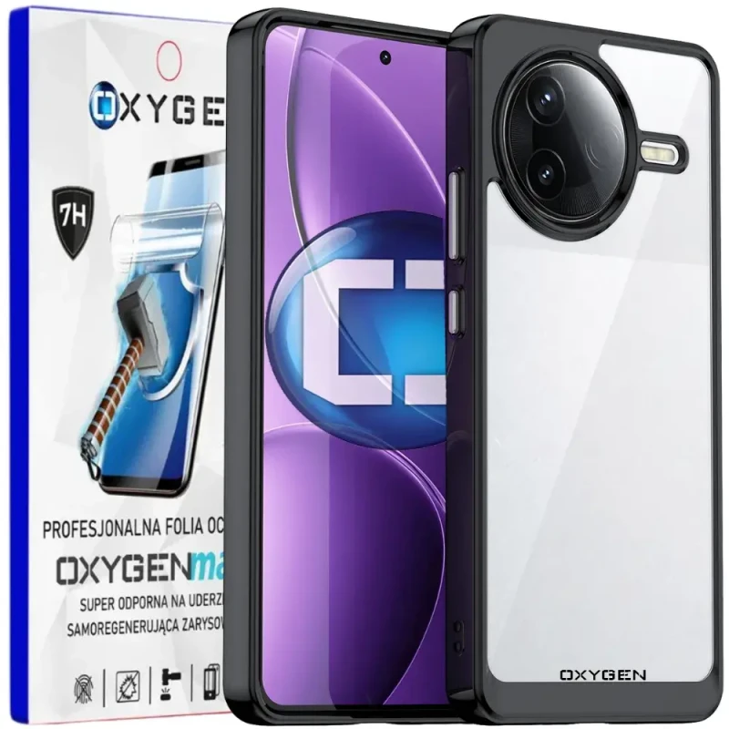 Etui na telefon Xiaomi POCO F7 ULTRA Oxygen Pure Czarne + Super Folia.webp