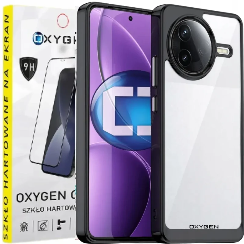 Etui na telefon Xiaomi POCO F7 ULTRA Oxygen Pure Czarne + Szkło Hartowane 9H.webp