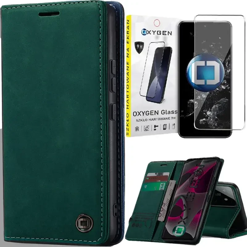 Etui na telefon Xiaomi 15 5G Oxygen BooK Zielone + Szkło Hartowane 9H.webp