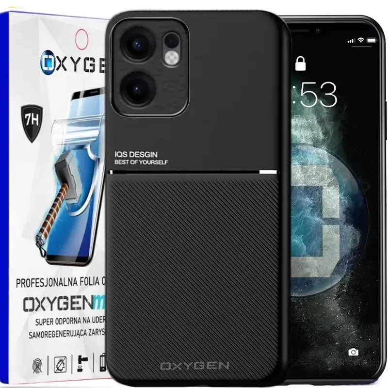Etui na telefon Oppo Reno13 F 5G Oxygen IQS Czarne + Super Folia.webp