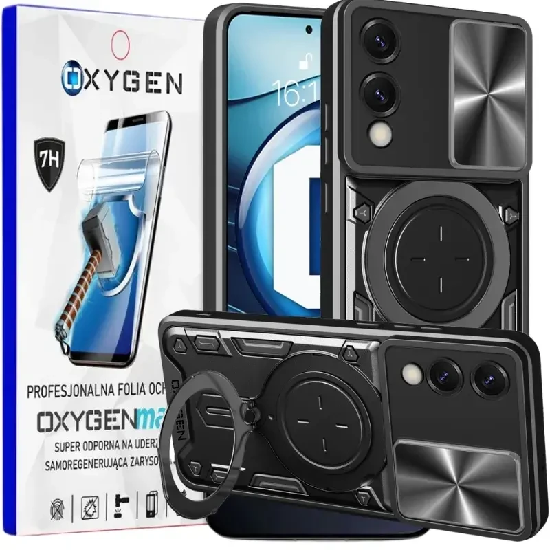 Etui na telefon Samsung Galaxy S25 EDGE Oxygen RR Czarne + Super Folia.webp