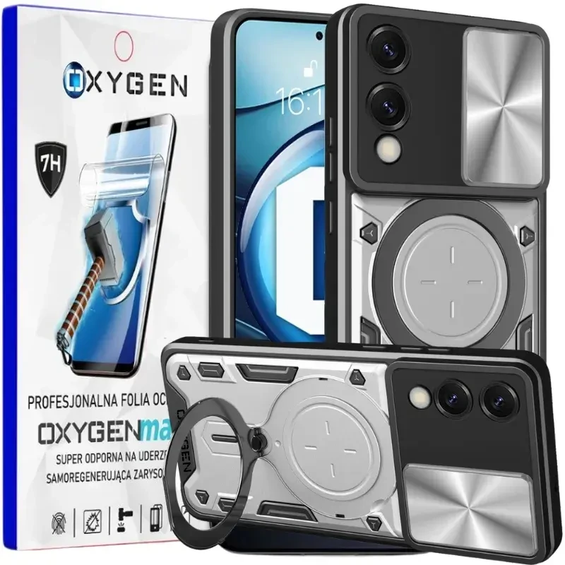 Etui na telefon Samsung Galaxy S25 EDGE Oxygen RR Srebrne + Super Folia.webp