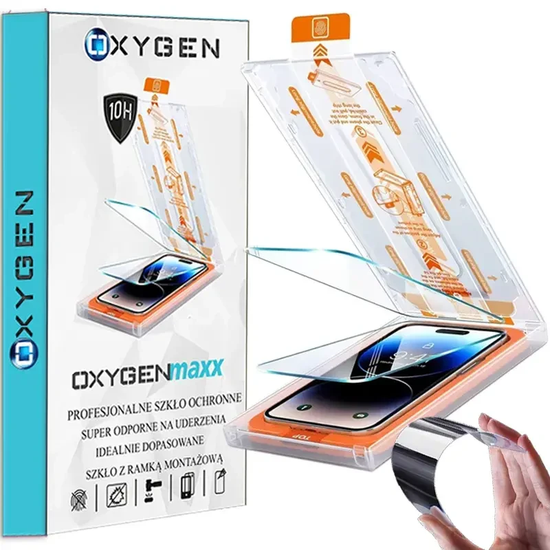 Szkło Hartowane OXYGEN na ekran do Samsung Galaxy S25 EDGE z ramką montażową.webp