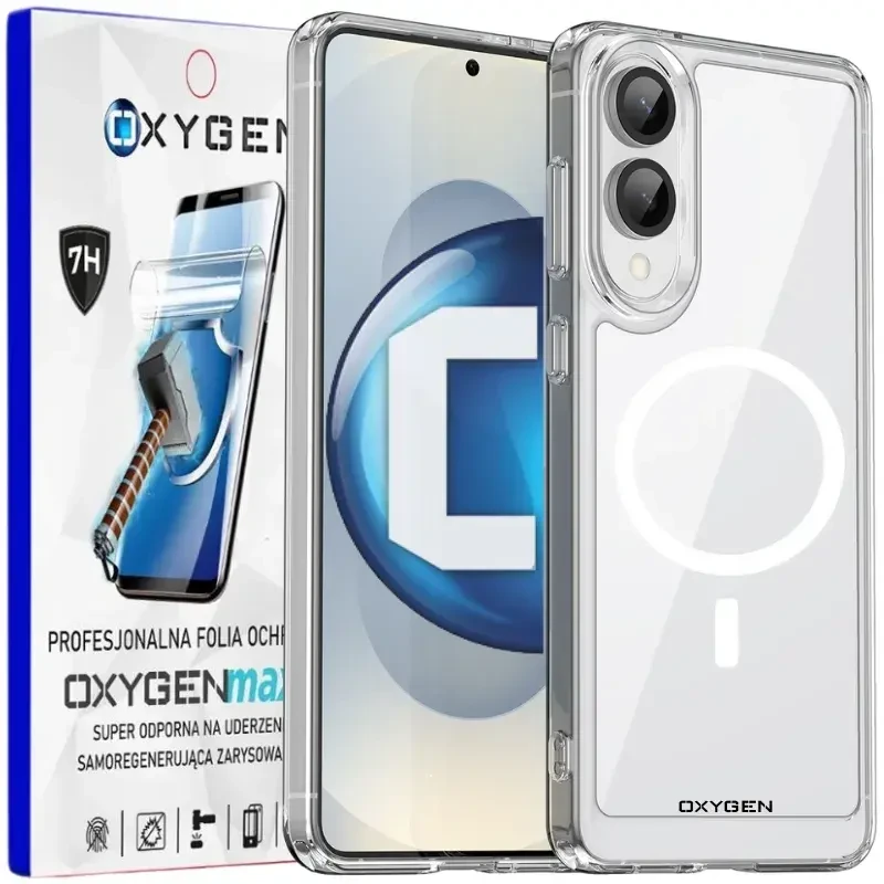 Etui na telefon Samsung Galaxy S25 EDGE Oxygen Pure MAGSafe Bezbarwne + Super Folia.webp