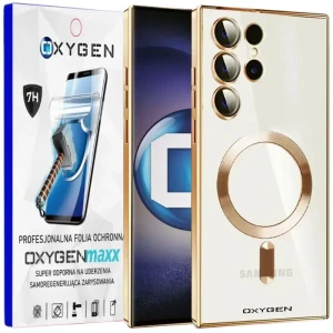 Etui na telefon Samsung Galaxy S24 ULTRA Oxygen MaG Złote + Super Folia