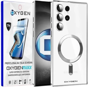 Etui na telefon Samsung Galaxy S24 ULTRA Oxygen MaG Srebrne + Super Folia