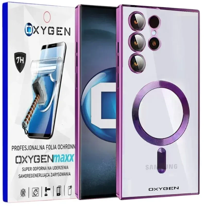Etui na telefon Samsung Galaxy S24 ULTRA Oxygen MaG Fioletowe + Super Folia.webp