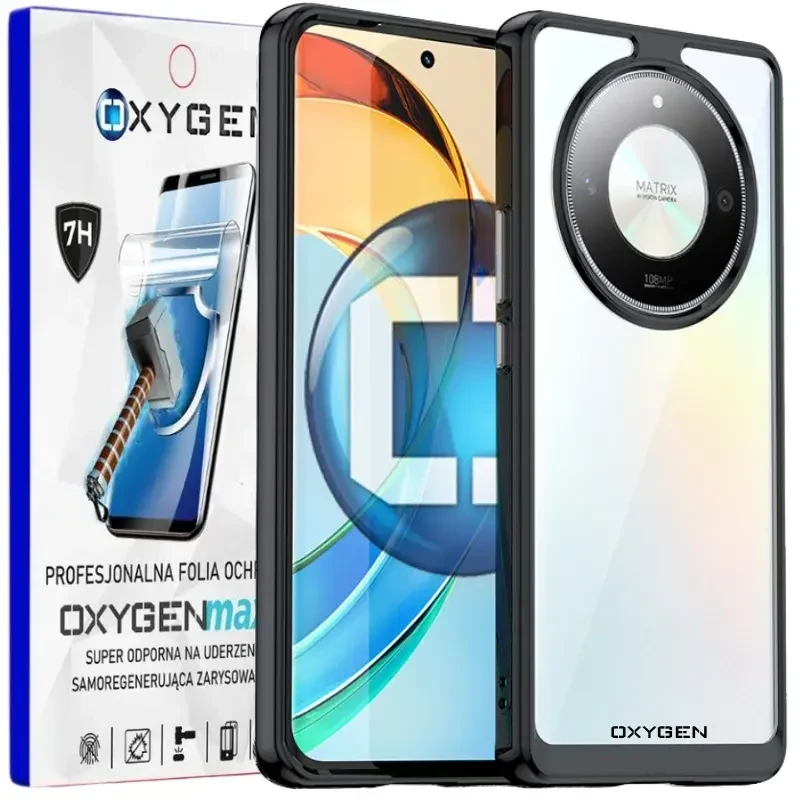 Etui na telefon Honor Magic6 Lite 5G Oxygen Pure Czarne + Super Folia.webp