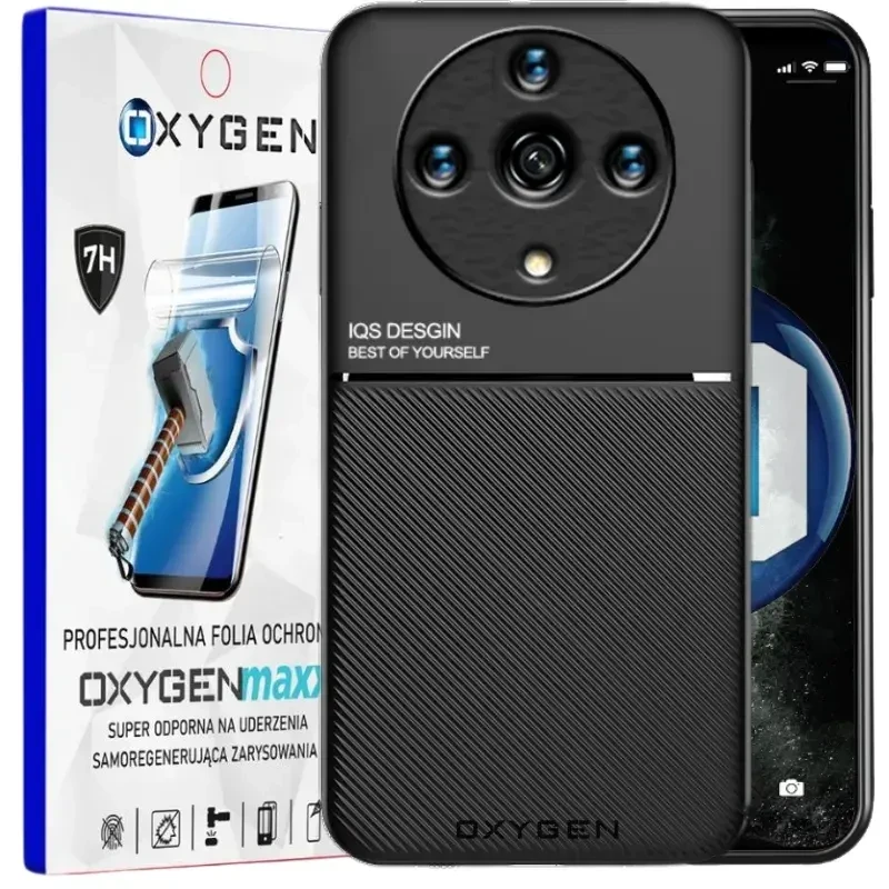 Etui na telefon Honor Magic6 Lite 5G Oxygen IQS Czarne + Super Folia.webp