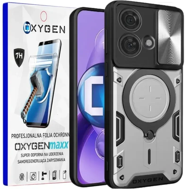 Etui na telefon Motorola Moto Edge 40 NEO Oxygen RR Srebrne + Super Folia.webp