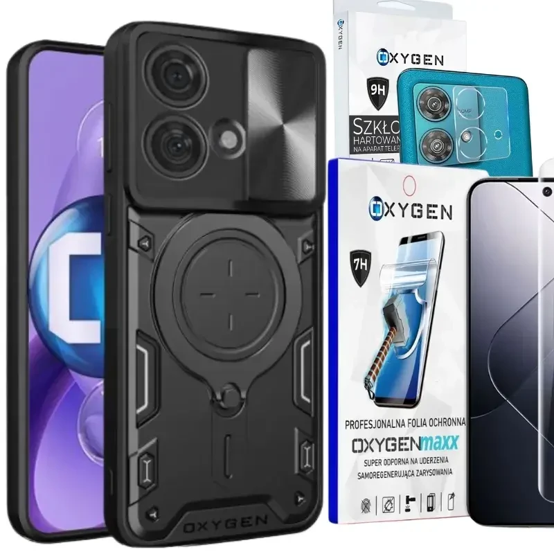 Etui na telefon Motorola Moto Edge 40 NEO Oxygen RR Czarne + Super Folia + Aparat.webp