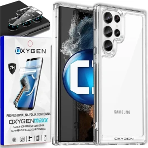 Etui na telefon Samsung S24 ULTRA Oxygen Pure Bezbarwne + Super Folia + Szkło Na Aparat
