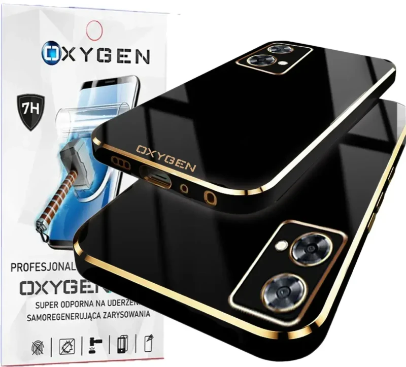 Etui na telefon Motorola Moto Edge 40 NEO Oxygen GLOW Czarne + Super Folia.webp