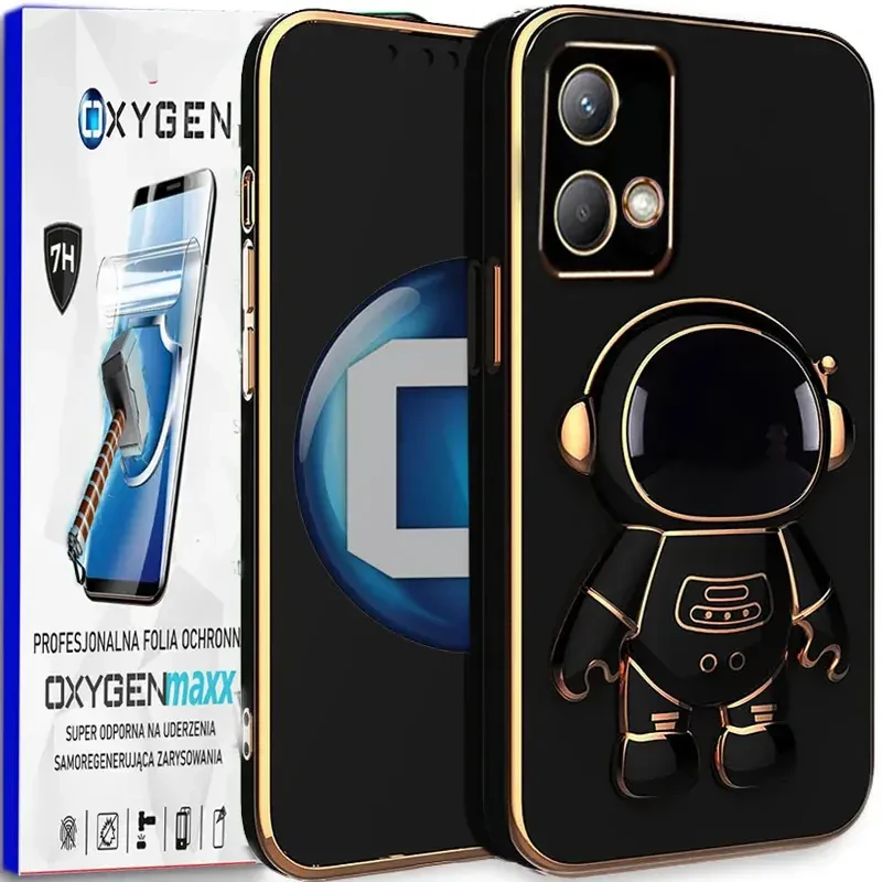 Etui na telefon Motorola Moto Edge 40 NEO Oxygen + Uchwyt Astro Czarne + Super Folia.webp